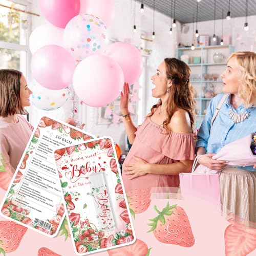 30 Pack Strawberry Baby Shower Games Lip Balms Bulk Games Prizes Party Gifts for Guests Friends Gender Reveal Favors Decorations Souvenirs Baby Thanksgiving Christmas Gift Bags Stuffers(Strawberry)