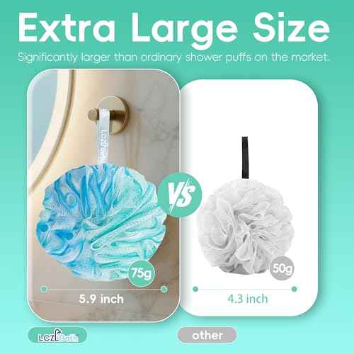 Loofah 4 Pack 75g Extra Large Loofa Set Soft Bath Sponge Thick Body Wash Puffs for Shower