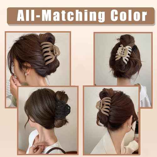 4 Pcs Octopus Claw Clips Octopus Hair Claw Clips for Women 3.8" Large Hair Claw Clip for Women Strong Grip Non-slip Jaw Clip for Thick,natural color