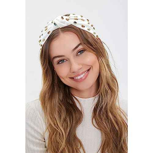 YISSION 1PC Crystal Knotted Headband for Women Non Slip Rhinestone Headband White Head Band Fashion Wide Headbands Hair Accessories for Women Girls
