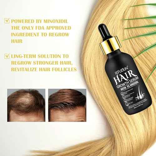 5% Minoxidil for Men and Women Hair Growth Oil, Minoxidil Hair Growth Serum Infused with Biotin for Hair Regrowth Treatment, Scalp Hair Loss Hair Thinning, Natural Hair Growth 2.02 oz
