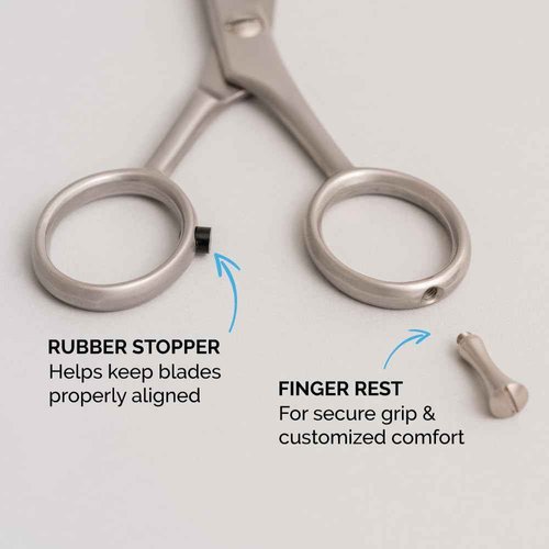 ZEUS Stainless Steel Beard Trimming Scissors with Leather Case, Facial Hair Clipping Tool for Barber Quality Beard & Mustache Trim (Made In Germany)