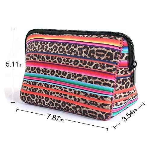 Vlike Leopard Rainbow Makeup bag Waterproof Soft Neoprene Travel bag Zippered Storage Pouch Printing Toiletry bag Organizer
