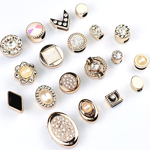 NAISKA 19PCS Rhinestone Hair Beads for Braid Gold Loc Dreadlocks Accessories Shiny Crystal Rhinestones Hair Braid Beads Pearl Hair Cuffs Hair Jewelry DIY Braids Accessories