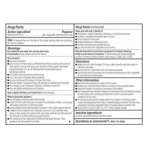 GoodSense Minoxidil Topical Solution USP, 5%, Hair Regrowth Treatment for Men, Extra Strength, 12 Fluid Ounces