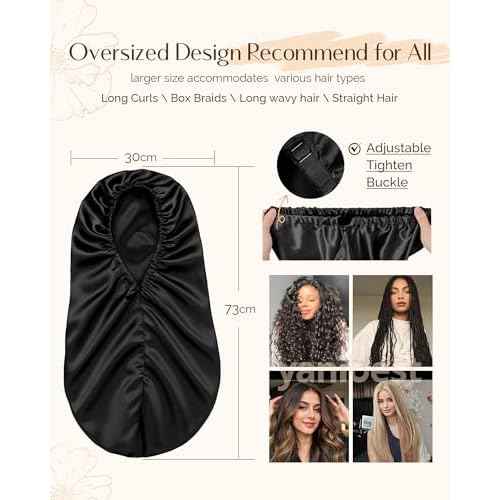 YANIBEST Long Bonnet Braid Bonnet for Sleeping Adjustable Satin Silk Bonnet for Braids Sleep Bonnet for Women Locs