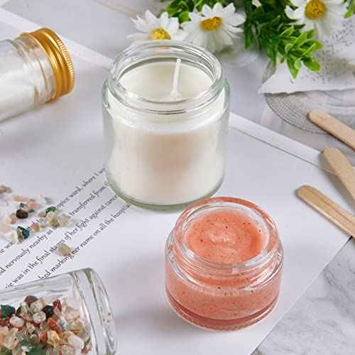1oz Glass Jar with Lid, Hoa Kinh 40 Pack Clear Round Containers Cosmetic Glass Jars with Inner Liners and Black Lids Travel Jars for Storing Lip and Body Scrub, Lotion, Body Butter, Bath Salts, Liquid