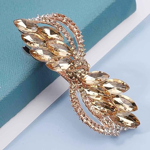 Vintage Crystal Hair Clip Gold Rhinestone Hair Barrette Sparkle Cz Head Clip Crystal Wedding Headpieces Bridal Hair Accessories for Women and Girls