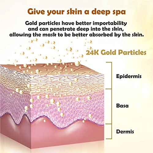 Permotary 6 PCS 24k Gold Crystal Gel Collagen Facial Masks, Deep Moisturizing Facial Sheet for Women Skin Care Revitalize Skin