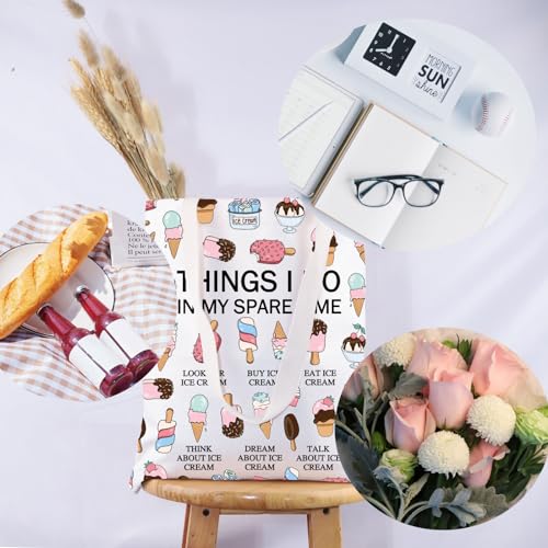 G2TUP Popsicle Lover Gift My Spare Time Ice Cream Tote Bag Soft ServeHandbag Foodie Gelato Lover Funny Dessert Lover Gift