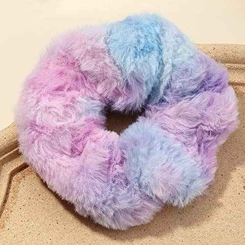 6 Pcs Leopard Towel Scrunchies for Hair Drying With Tie Dye and Solid Soft Microfiber - Thick Fuzzy Frizz Free Bobbles Ropes Traceless Ponytail Holder Cow Hair