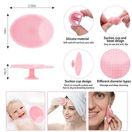 Silicone Face Scrubber, 2pcs Exfoliating Lip Brush, 2pcs Face Cleansing Brush & Silicone Facial Mask Brush Exfoliator Blackhead Skin Care Tool