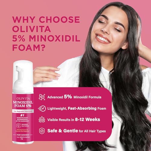 5% Minoxidil Foam for Women Hair Growth: Extra Strength Hair Regrowth Treatment ? Revitalize Hair Follicles & Regrow Thicker, Fuller Hair ? Hair Loss Solution - 2x60ML