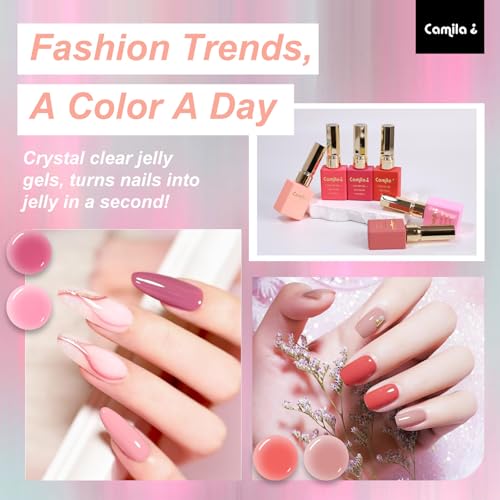 CAMILA ¢¯ Pink Gel Nail Polish Set 6pcs UV/LED Soak-Off Gel Polish (12ml) - Long-Lasting Nail Art Kit (Pink)