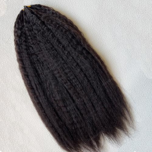 Kinky Straight Knotless Pre Separated Crochet Human Hair Extensions Pre Looped Braids Bundles With Threading Burmese Virgin Human Hair for Braiding Micro Link Meadow Hair 18inch 60g