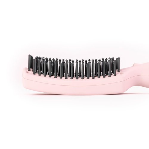 L'ANGE HAIR Le Vite Curve Ceramic Straightening Brush | Heated Straightener Flat Iron for Smooth, Anti Frizz Hair | for All Hair Lengths | Hot Styling Brush for Effortless Straightening (Blush)