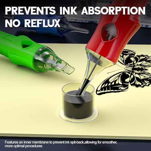 1205RL Tattoo Cartridge Needles 20Pcs #12 Standard Premium 5 Round Liner Diameter 0.35mm Long Taper 5mm Disposable with Membrane Safety Stabilizer Cartridges for Tattoo Machine & Pro Artists