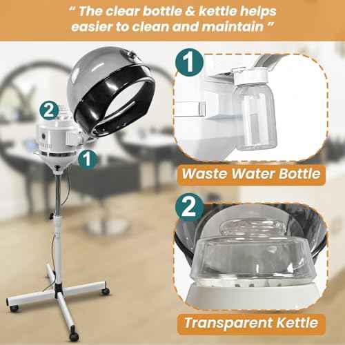 PayLessHere Hooded Hair Steamer Dryer with Adjustable Rolling Stand, Professional Bonnet Hair Care Equipment for Styling, Conditioning, and Color Treatment, for Salon or Home Use (620 watts)