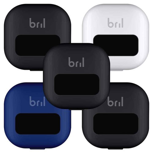 Bril UV-C Toothbrush Cleaner, Portable Brush Cover, Holder, and Travel Case for Any Size Toothbrush, Black, White, Navy (5 Pack)