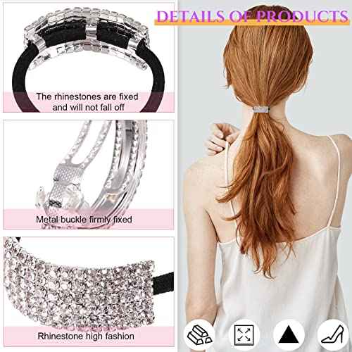 Rhinestone Barrette Glitter Hair Tie Metal Spring Bling Hair Clip Crystal Ponytail Holder Headband Christmas Gift Women Wedding Accessories Birthday Mother's Valentine's Day