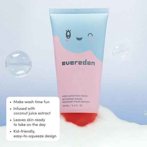 Evereden Kids Healthy Habit TRIO : Clean & Vegan Skin & Hair Care for Kids Bundle | Skin Care Cloud Face Wash + SPF 20 Mineral Face Cream + Shampoo - Detangling | Clean Ingredients