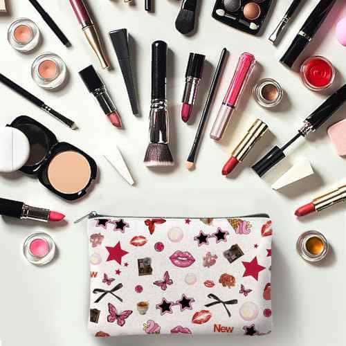 4Pcs Butterfly Makeup Bags 5.91x9.06 inch Music Singer Canvas Cosmetic Bags with Zipper Canvas Travel Toiletry Pouches Fashion Fans Gifts for Women Party Shopping Accessories