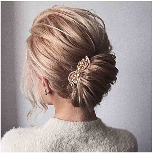 Vintage Crystal Hair Clip Gold Rhinestone Hair Barrette Sparkle Cz Head Clip Crystal Wedding Headpieces Bridal Hair Accessories for Women and Girls