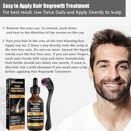 Minoxidil for Men 5% ? Hair Regrowth & Beard Growth Kit ? Extra Strength Hair Loss Treatment ? Topical Minoxidil for Facial Hair & Scalp ? 60ml