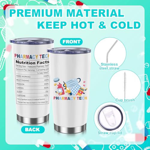 6 Pcs Pharmacy Technician Gifts Include Cup Portable Cosmetic Bag Badge Keychain Aromatherapy Thank You Card Pharmacy Technician Accessories for Doctors Nurses Week Gift Supplies