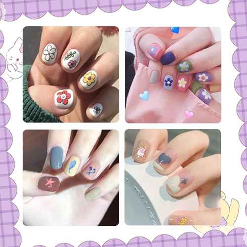 NOOEPC Nail Stickers for Kids and Mini Face Gems, Cute Nail Gem Stickers, Kids Nails Set for Girls Birthday Girl Party Favors Flower, Unicorn, Fruits, Animal Nail Art Design Decoration Accessories