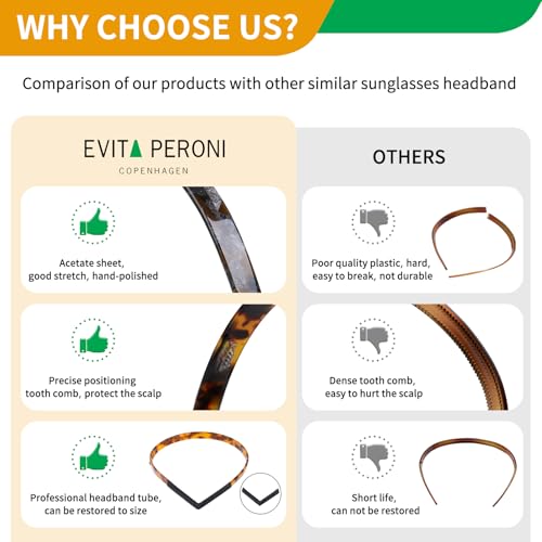 EVITA PERONI Hair Band for Eyewear, No Pressure, Non Slip Fashion Thin Headbands for Women - Tortoise - Hairband for Women's Hair