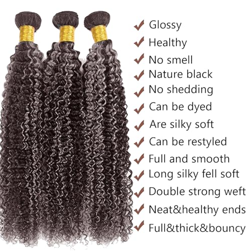 Fabimiya P4/GREY Human Hair Bundles 18 20 22 inch Jerry Curly Wave Human Hair Bundles Highlight Chocolate Grey Unprocessed Soft Sewn In Hair with Double Weft for Black Women