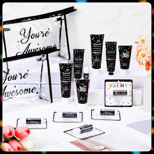 100 Pieces Employee Appreciation Gifts Bulk Lip Balm Hand Body Lotions Coworker Team Thank You Gifts for Staff Volunteer Thanksgiving Christmas Appreciation Party Favors for Women Men