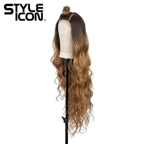 Style Icon Easy-360 Lace Wigs 36" Big Curl Free Part Lace Frontal Wigs Super Long Multi-Layered Synthetic Wig (36 Inches, TT6/26Q)