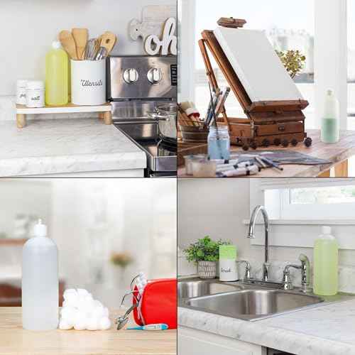 Cornucopia Brands 32oz Flip Top Plastic Squeeze Bottles (4-Pack); XL Dilution Bottle for Shampoo, Dog Grooming, Liquids Mixing, Squirt Spout