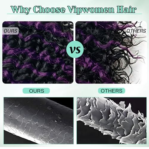 Black Mix Purple Water Wave Bundles Human Hair 12 14 16 Inch 12A Highlight Purple Ombre Wet and Wavy Human Hair Bundles 100% Unprocessed Brazilian Virgin 3 Bundles Human Hair Extensions for Women