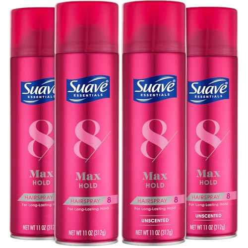 Suave+ Hairspray, Max Hold Bundle ? Scented + Unscented Hairspray, 11 Oz Ea (4 Piece Set)