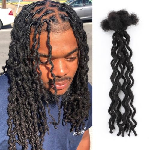 14 Inch Dread Extensions, 30-Strand Afro Kinky Human Hair, Thin 0.4cm Locs for Women Men, Soft and Lightweight for Long-Term Wear