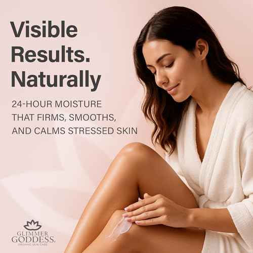 Glimmer Goddess Organic Whipped Body Butter for Women - Moisturizer Cream with Shea & Cocoa Butter, Almonds & Coconut Oil - Unscented, 8oz