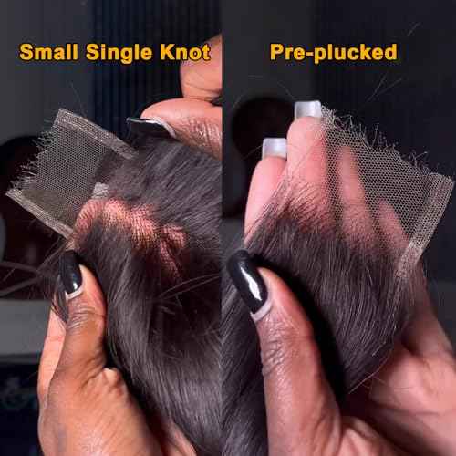 BEEOS Body Wave 2x6 SKINLIKE Real HD Lace Closure, 0.10mm Ultra-thin Invisible Lace Pre-Plucked Bleached Knots Natural Black Human Hair 18 Inch
