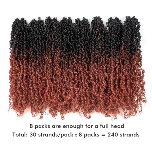 Toyotress Yanky Twist Crochet Hair - 10 Inch 8 Packs (30 Strands/Pcs) Fluffy Spring Mini Twist Short Bob Passion Twist, Ombre Ginger Pre-Looped Crochet Braids Braiding Hair (10 Inch, OT350-8P)