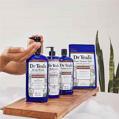 Dr Teal's 24 Hour Moisture+ Body Lotion, Coconut Oil & Essential Oils, 18 fl oz (Pack of 3)