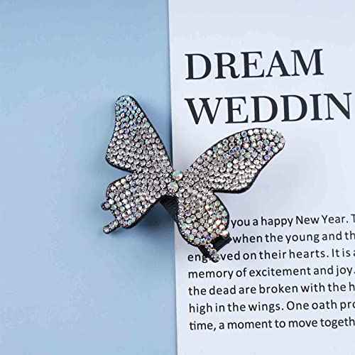 Andelaisi Silver Vintage Rhinestone Butterfly Hair Clip - Hair Securing, Hairdressing - 3D Butterfly, Solid Pattern, One Count