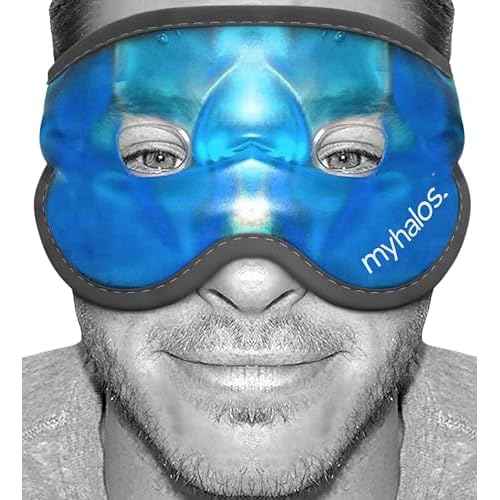 Cooling Eye Mask - Reusable Gel Eye Mask Cold Pack - Our Ice Eye Mask Soothes Puffy Eyes & Dark Circles - Relieve Your Headaches & Sinus Pain with Cold Eye Mask & Eye Gel Mask Therapy - Halos