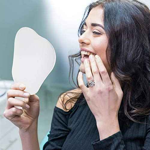 Jetec 2 Pieces Tooth Shaped Handheld Mirror Cute Makeup Mirror Hand Held Plastic Dental Mirrors with Handle Cosmetic Hand Mirror Back to School for Women Men Gifts(White, Purple)