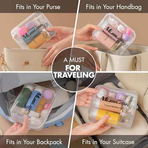Muslish 21 Pack Leak Proof Silicone Travel Bottles Set, TSA Approved Containers for Toiletries, Travel Size Accessories and Shampoo Conditioner Bottles with Toiletry Bag (BPA Free)