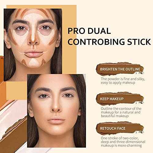 evpct 4 Colors Contour Stick Makeup Set, Cream Concealer Stick Contouring Palette Makeup Kit for Beginners, Nose Bronzer Sticks, Liquid Face Highlighter Make up contorno maquillaje, 01+03