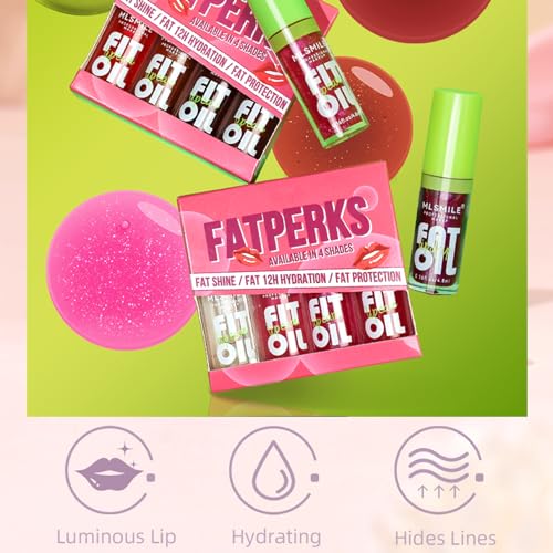 8 Colors Lip Oil Lip Glaze, Fat Lip Oil Hydrating Lip Glow Oil Big Brush Head Moisturizing Lip Gloss Long Lasting Nourishing Non-sticky Smooth Tinted Plumping Lip Oil (A#B#)
