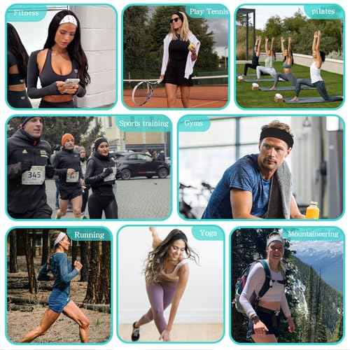 Black Headbands for Women Non Slip Head Bands for Women's Hair Elastic Womens Headbands Soft Cotton Cloth Fashion headband for Daily Workout Sports Running Yoga