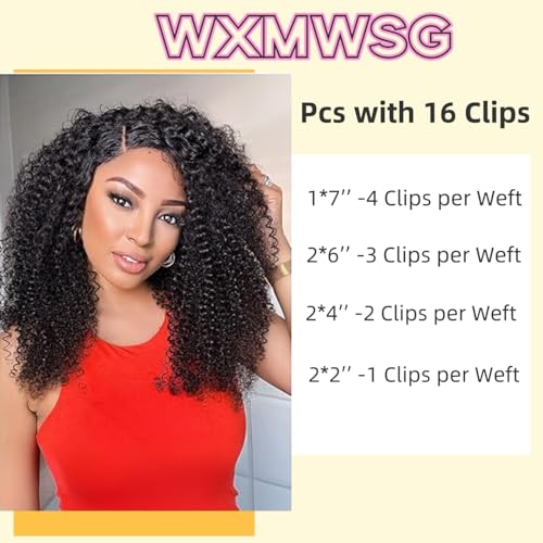 Seamless Afro Kinky Curly PU Clip in Extension Real Human hair For Women 7Pcs Seamless Clip ins Full Head 120g Natural Color 16Inch